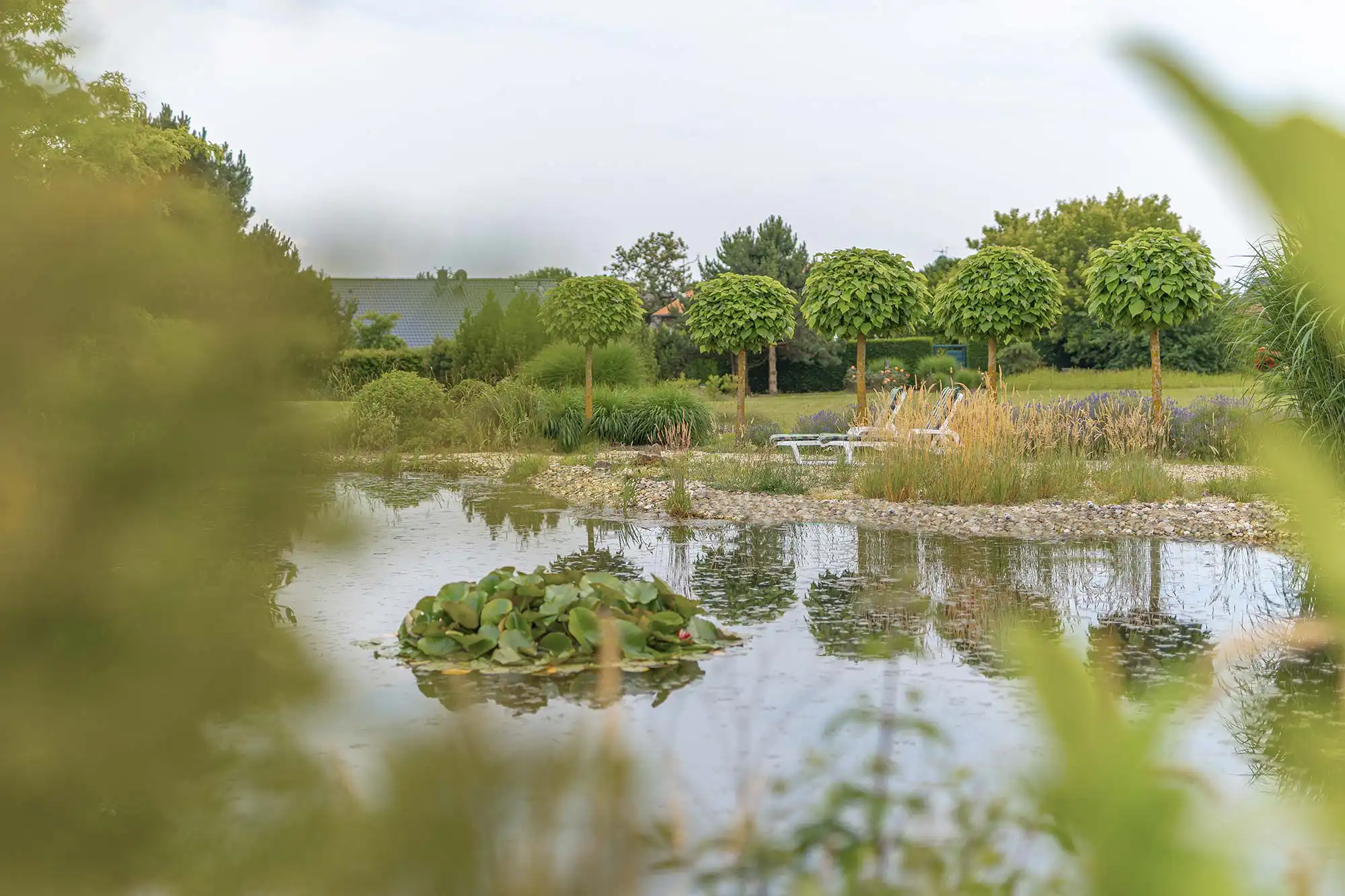 Blick auf den See in der Parkanlage der Privatklinik Merbeck in NRW.